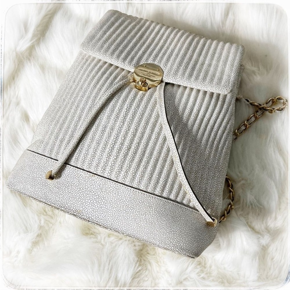 Henri Bendel No 7 Stringray Silver Convertible Backpack